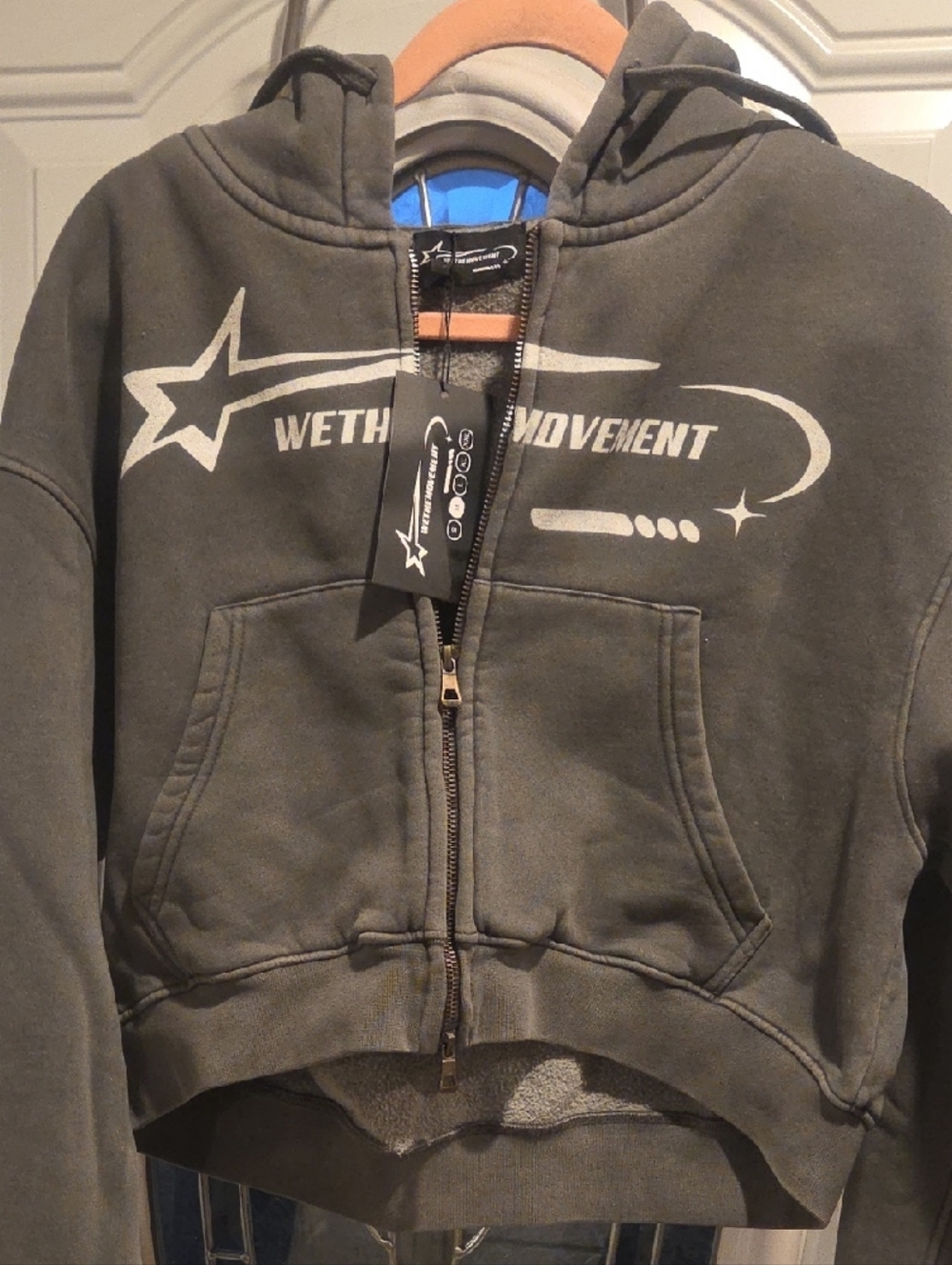 Streetwear WetheMovement Cropped Zip Hoodie - M GREY